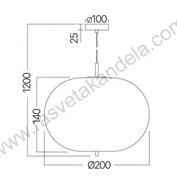Visilica 1xE14 metal/staklo opal belo