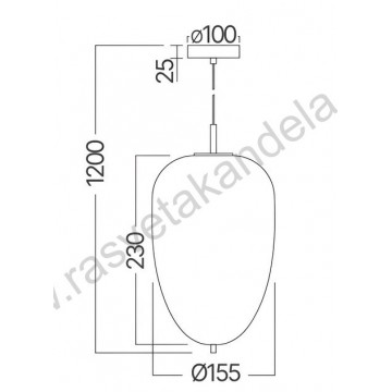 Visilica 1xE14 metal/staklo opal belo