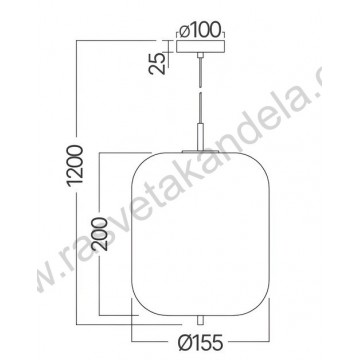 Visilica 1xE14 metal/staklo opal belo