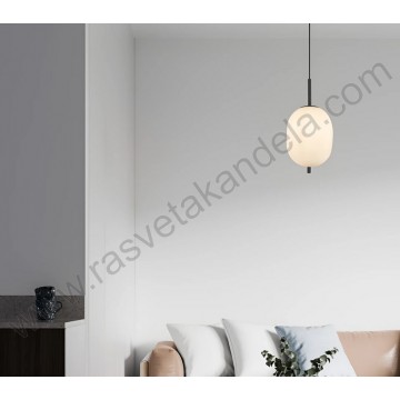 Visilica 1xE14 metal/staklo opal belo
