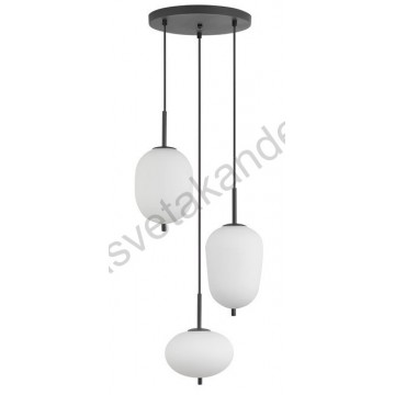 Visilica 3xE14 metal/staklo opal belo
