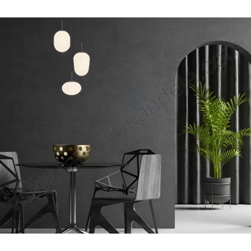 Visilica 3xE14 metal/staklo opal belo