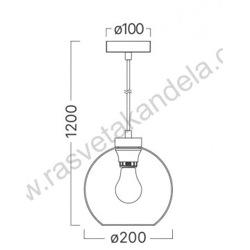 Visilica 1xE27 metal/smoke staklo S005