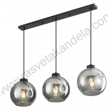 Visilica 3xE27 metal/smoke staklo S005