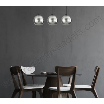 Visilica 3xE27 metal/smoke staklo S005