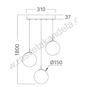 Visilica 3xG9 amber staklo S003