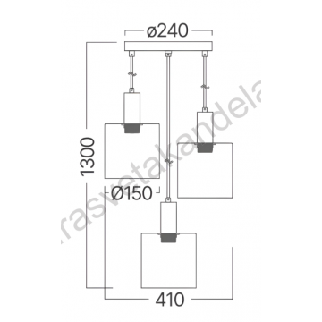 Visilica 3xE27 smoke staklo S007