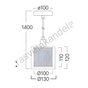 Visilica 1xE14 bakarna S008