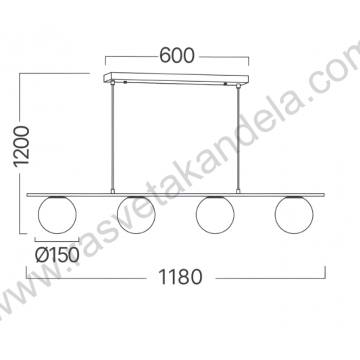 Visilica 4xG9 opal belo staklo S013