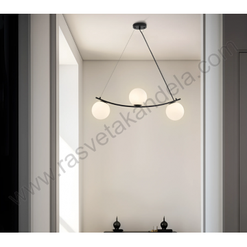 Visilica 3xG9 opal belo staklo S013