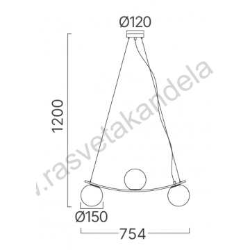 Visilica 3xG9 opal belo staklo S013