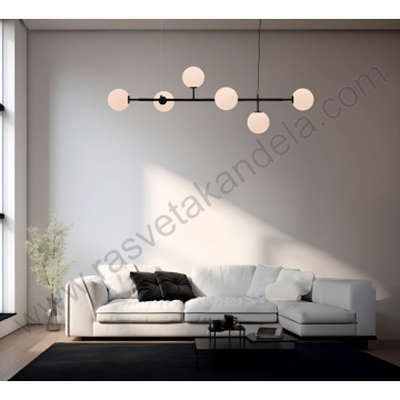 Visilica 6xG9 opal belo staklo S011