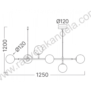 Visilica 6xG9 opal belo staklo S011