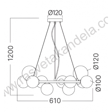 Visilica 11xG9 opal belo staklo S011