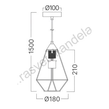 Visilica 1xE27 crna W003