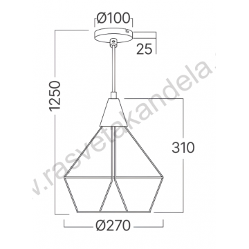 Visilica 1xE27 crna W003