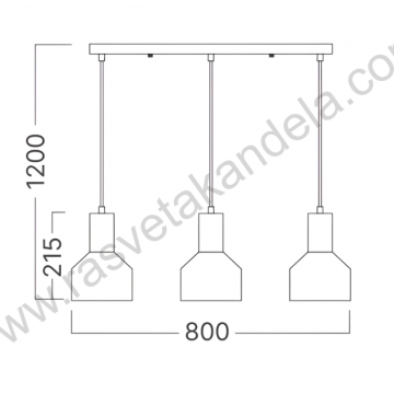 Visilica 3xE27 crna P001