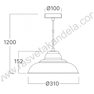 Visilica 1xE27 crna P004