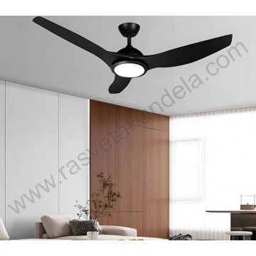 Luster ventilator sa LED svetlom 24W 3CCT crni sa daljinskim