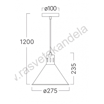 Visilica 1xE27 crna P006