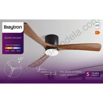 Luster ventilator sa LED svetlom 18W 3CCT crni+boja drveta sa daljinskim