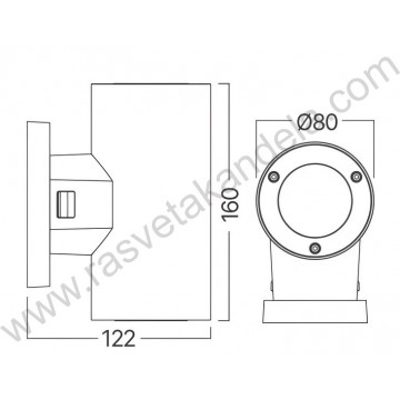 Baštenska zidna lampa 2xGU10 IP65 crna RITA