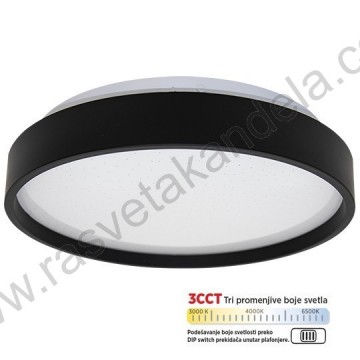 LED plafonjera fi26cm M205540-C 3CCT 15W 3000-6500K crna
