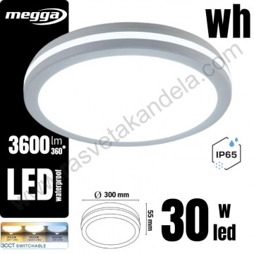 LED plafonjera fi30cm 30W 3CCT WASSER bela IP65