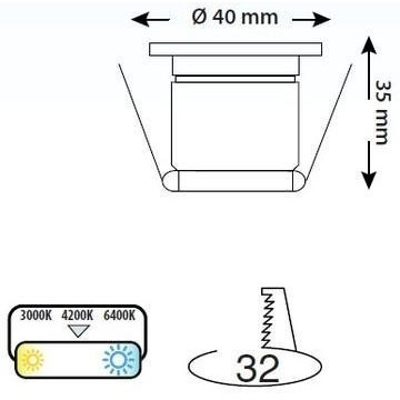 LED rozetna usmeriva 1W LAURA 4200K mat hrom