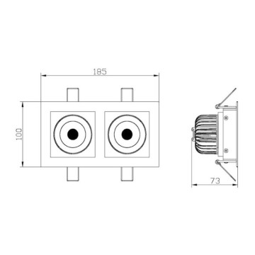 LED rozetna - ugradna led lampa LUG6430-16/W 16W 6500K