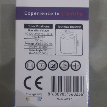 Nadgradna LED svetiljka Sandra 5W XL crna